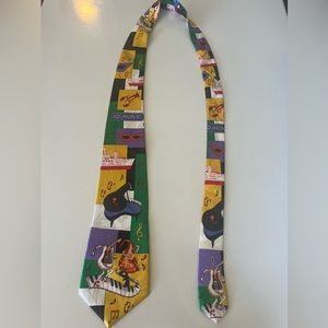 Steven Harris Bourbon Street tie with music scenes crawfish costumes colorful